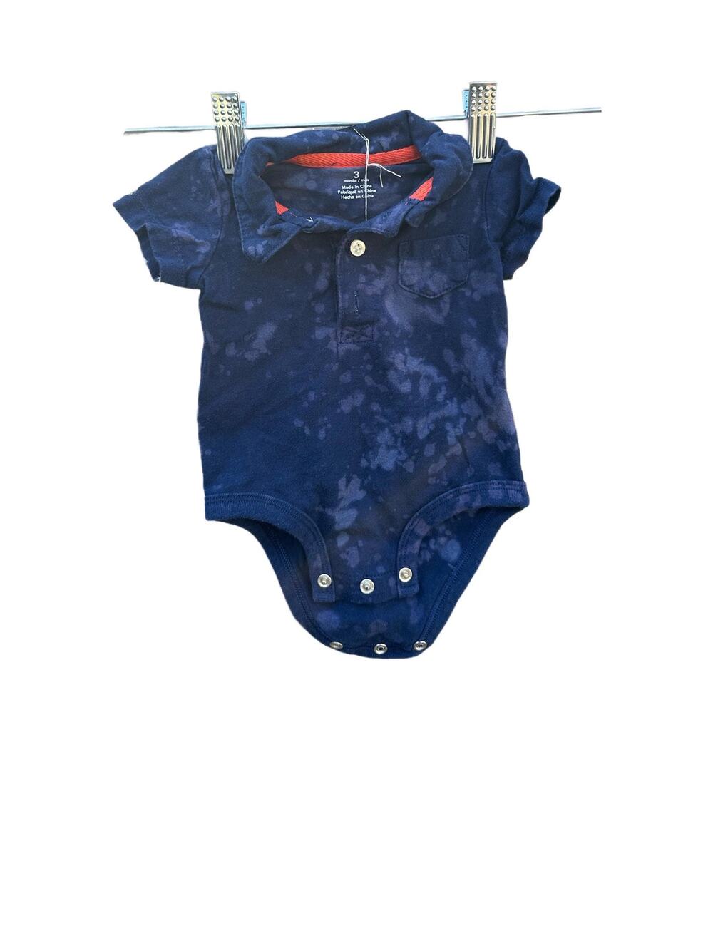 Reverse Dye Babies Collared Onesie | Scrunch Tie - Reverse Dye